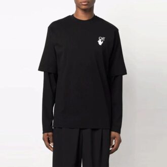 Camiseta Off-White para hombre Gradient Arrow de manga larga y corte holgado, color negro