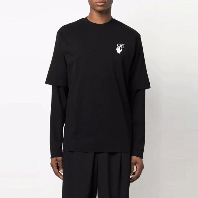 Camiseta Off-White para hombre Gradient Arrow de manga larga y corte holgado, color negro