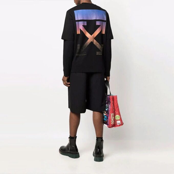 Camiseta Off-White para hombre Gradient Arrow de manga larga y corte holgado, color negro