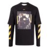 Camiseta Off-White para hombre, temporada primavera-verano 2022, con estampado, cuello redondo y manga larga, color negro