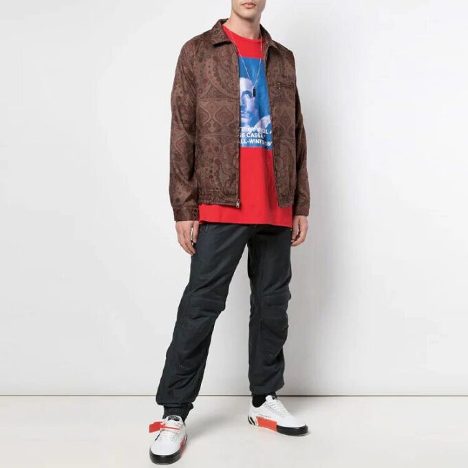 Camiseta roja de manga corta y corte holgado con estampado del logotipo de Bernini para hombre de Off-White