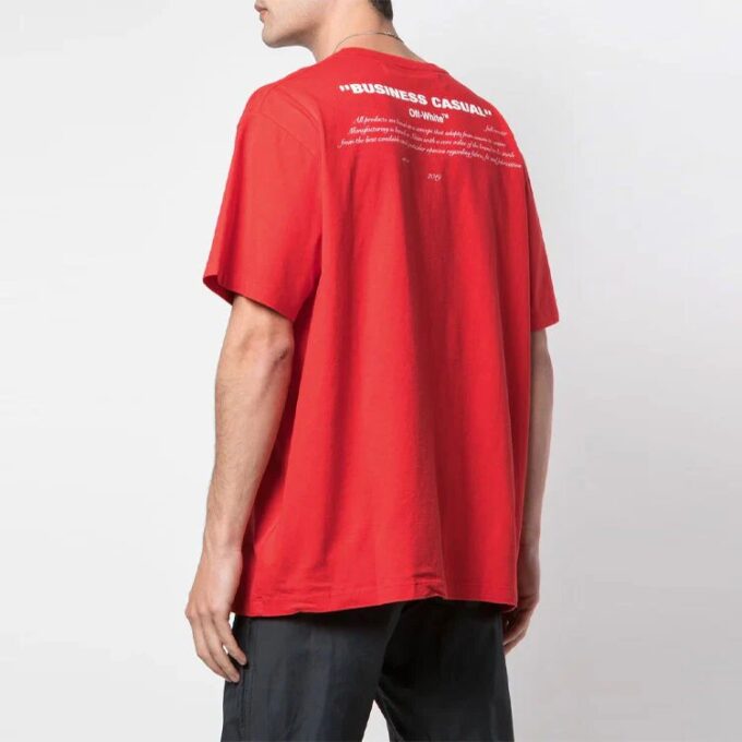 Camiseta roja de manga corta y corte holgado con estampado del logotipo de Bernini para hombre de Off-White