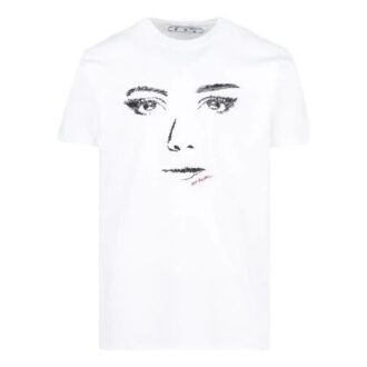 Camiseta unisex de manga corta con estampado de bocetos, color blanco