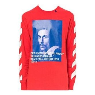 Camiseta unisex de manga larga con estampado rojo y corte holgado