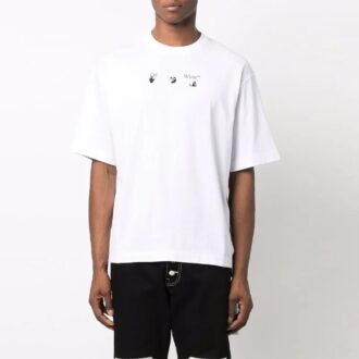 FW21 Camiseta de pantalones cortos con estampado de flechas, versión estándar, color blanco