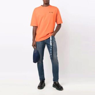 FW21 Logotipo en el pecho, cuello redondo, pantalones cortos, versión estándar, naranja