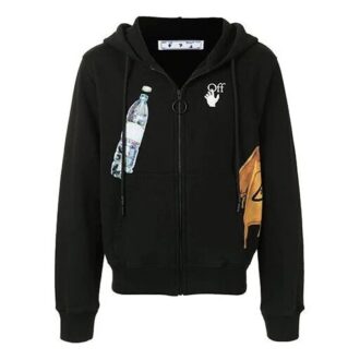 Off-White para hombre con estampado y cremallera, negro
