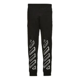 Pantalones de chándal cónicos con gráfico 3D, marcas diagonales y Arrows, negro/blanco