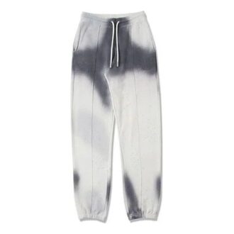 Pantalones de chándal de algodón teñidos para hombre, grises y blancos