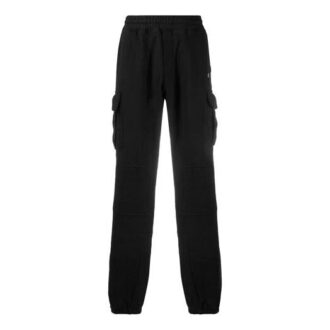 Pantalones deportivos cargo de hombre Off-White con cintura elástica y logo, corte ajustado, color negro