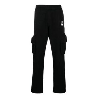 Pantalones deportivos casuales con bolsillo con logotipo SS21, color negro
