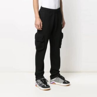 Pantalones deportivos casuales con bolsillo con logotipo SS21, color negro
