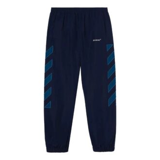 Pantalones deportivos casuales con estampado de rayas y logotipo Off-White para hombre, temporada primavera-verano 2022, azul marino