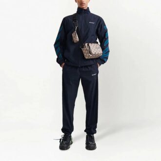 Pantalones deportivos casuales con estampado de rayas y logotipo Off-White para hombre, temporada primavera-verano 2022, azul marino