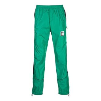 Pantalones deportivos casuales de estilo athleisure con rayas laterales para hombre Off-White SS21, corte ajustado, color verde