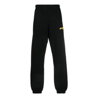 Pantalones deportivos casuales Off-White para hombre con estampado de rayas y logotipo, versión joggers, color negro