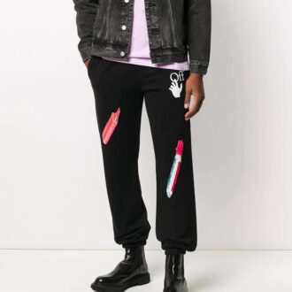 Pantalones deportivos con apliques Pascal Pill para hombre, color negro