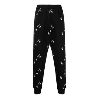 Pantalones deportivos con estampado de logotipo grande, temporada primavera-verano 2021, color negro