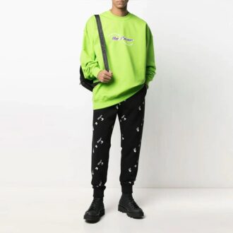 Pantalones deportivos con estampado de logotipo grande, temporada primavera-verano 2021, color negro