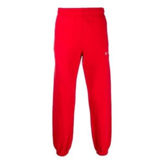 Pantalones deportivos con logotipo bordado y pies enredados, color rojo