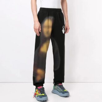 Pantalones deportivos con logotipo de Mona Lisa para hombre, color negro