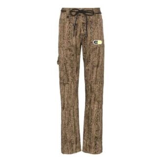 Pantalones deportivos de camuflaje Off-White para hombre con etiqueta con logotipo, corte ajustado, color beige