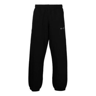 Pantalones deportivos de corte holgado con estampado de logotipo de letras y flecha, color negro, colección primavera-verano 2021