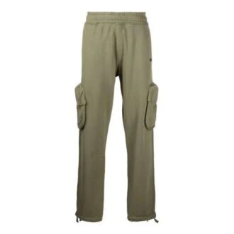 Pantalones deportivos de hombre Off-White FW21 de color liso con bolsillos cargo/pantalones/joggers de corte holgado, color marrón
