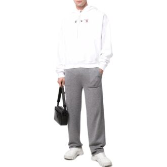 Pantalones deportivos de hombre Off-White SS22 de color liso con cordones, corte holgado, color gris