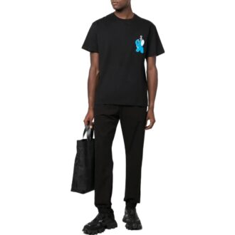Pantalones deportivos de punto de tejido liso para hombre Off-White, con pies integrados, color negro