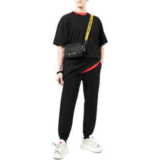Pantalones deportivos Off-White para hombre de la colección primavera-verano 2022 con estampado del logotipo en la espalda / Pantalones / Pantalones de chándal / Pantalones negros