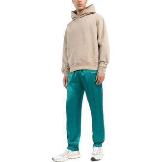 Pantalones deportivos Off-White para hombre FW22 con cintura elástica de satén y pies integrados, versión verde