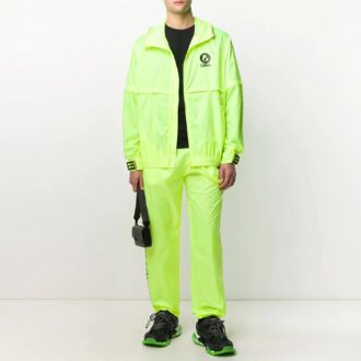 Pantalones deportivos/pantalones/joggers casuales con bolsillo con cremallera y estampado del logotipo, corte holgado, color verde