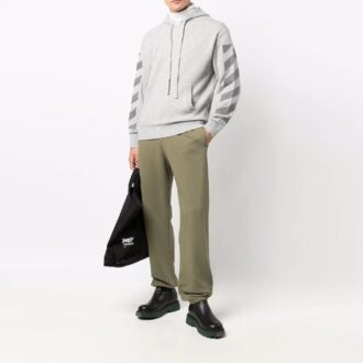 Pantalones deportivos/pantalones/joggers de color liso con cintura elástica Off-White para hombre FW21, corte holgado, verde