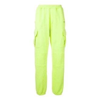 Pantalones deportivos/pantalones/joggers Off-White para hombre con bolsillos cargo y cintura elástica, verde fluorescente