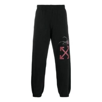 Pantalones deportivos/pantalones/joggers Off-White para hombre con estampado de araña y logotipo, color negro