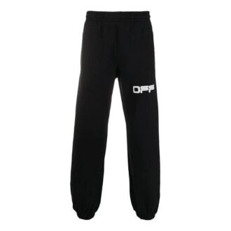 Pantalones deportivos/pantalones/joggers Off-White para hombre con estampado de logotipo, negro