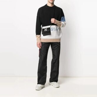 Pantalones deportivos/pantalones/joggers Off-White para hombre de la temporada de primavera-verano 2021 con detalle de cremallera y logotipo, color negro