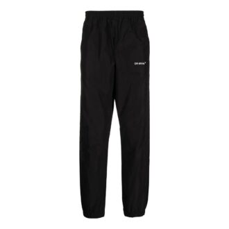 Pantalones deportivos/pantalones/joggers Off-White para hombre de la temporada primavera-verano 2022 con estampado de logotipo y rayas diagonales, color negro