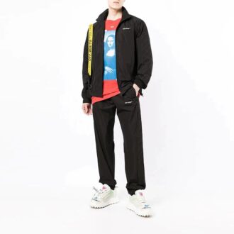 Pantalones deportivos/pantalones/joggers Off-White para hombre de la temporada primavera-verano 2022 con estampado de logotipo y rayas diagonales, color negro