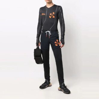 Pantalones deportivos/pantalones/joggers Off-White para hombre FW21 con estampado de flechas, corte ajustado, color negro