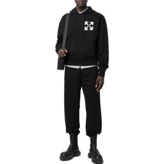 Pantalones deportivos/pantalones/joggers Off-White para hombre FW22 con estampado de logotipo en la parte trasera, estilo casual, versión con pies, color negro
