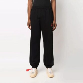 Pantalones deportivos/pantalones/joggers Off-White para hombre Hands Off con flecha roja, corte holgado, color negro