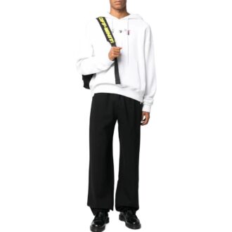 Pantalones deportivos/pantalones/joggers Off-White para hombre, temporada otoño-invierno 2022, de color liso con logotipo bordado, corte recto y holgado, color negro