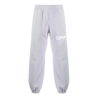 Pantalones deportivos/pantalones/joggers para hombre Off-White con estampado de logotipo, color gris claro