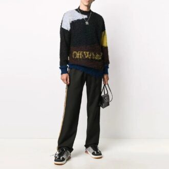 Pantalones deportivos/pantalones/joggers para hombre Off-White con logotipo y raya lateral, corte holgado, color negro