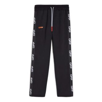 Pantalones deportivos rectos con cordones y logo lateral Off-White para hombre, temporada primavera-verano 2022, versión estándar, negro