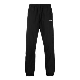 Pantalones deportivos rectos con estampado de logotipo Off-White para hombre, temporada primavera-verano 2022, color negro