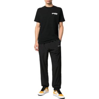 Pantalones deportivos rectos con estampado de logotipo Off-White para hombre, temporada primavera-verano 2022, color negro
