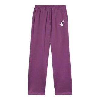 Pantalones deportivos rectos de hombre Off-White SS22 de color liso con estampado de logotipo, corte holgado, morados